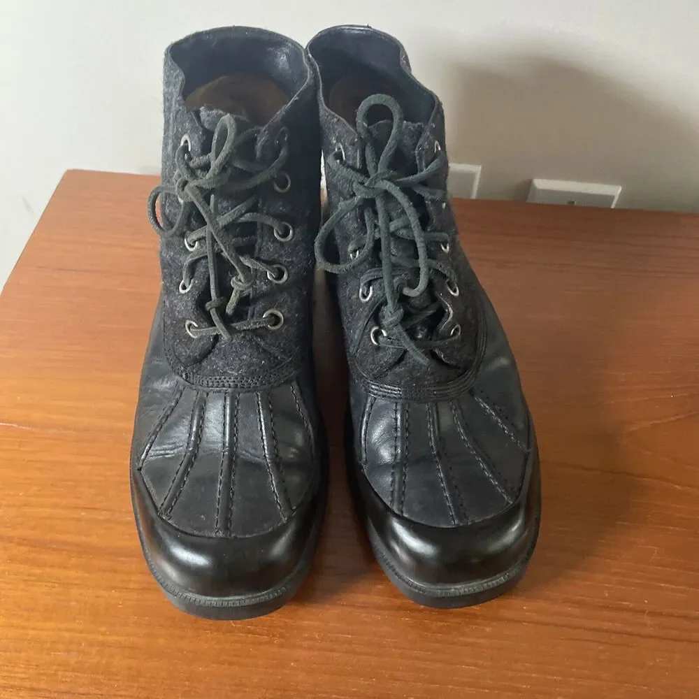 RALPH LAUREN BOOTS RARE $795 Duck Style LEATHER ITALY Men’s 8 D Black